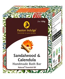 Passion Indulge Sandalwood Handmade Bath Bar Soap Natural & Vegan Aromatherapy Peta Certified Pack of 3 - 300 gm