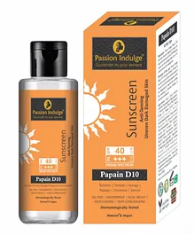 Passion Indulge Papain D10 Natural Sunscreen  Anti-Tanning Uneven Dark Damaged skin Dermatologically Tested - 100 gm