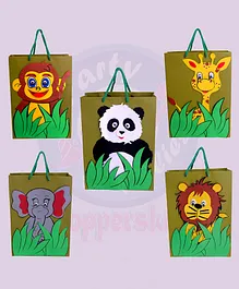 Shopperskart Jungle Safari Theme Birthday Party Paper Bags Pack of 10 - Multicolour