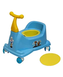 Twizzle Scooter Style Baby Potty Seat Cum Rider with Wheel & Removable Bowl - Blue