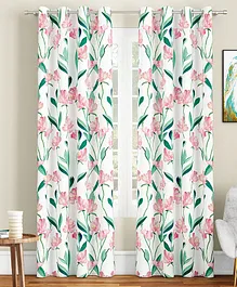 SEJ by Nisha Gupta Set of 2 Floral Eyelet Door Curtains - White