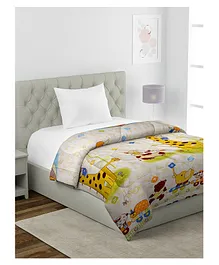 HOSTA HOMES 210 GSM Glace Cotton Animal Toons Printed Microfibre Filled Reversible Single Bed Comforter - Multicolor
