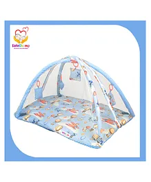 SafeChamp Moxie Baby Bedding Mattress Set with Mosquito Net Baby LoungerBaby Play Gym for Co Sleeping Portable Bassinet with Infant Pillow for Baby in Bed Newborn Lounger  - Blue