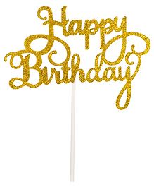 Party Anthem Happy Birthday Paper Cake Topper - Gold