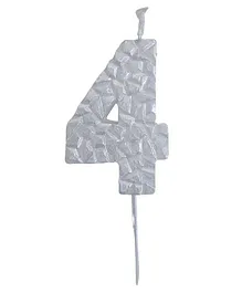 Party Anthem Textured Number 4 Candle - Silver