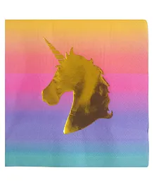 Party Anthem Gold Foil unicorn Paper Napkins 40 Sheets - Multicolour