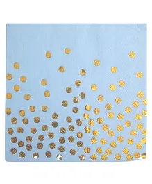Party Anthem 2 Ply Paper Napkins Blue And Gold Polka Confetti Foil - Pack of 40