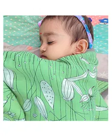 Tiny Lane Reversible Baby Blanket Spring Flower Design - Green