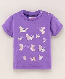 Under Fourteen Only Half Sleeves Butterfly Detailed Top - Purple