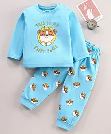 Babyhug Cotton Knit Full Sleeves Nightwear Pyjama Set Stripes Paw Patrol By Babyhug - Blue