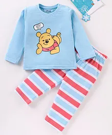 Disney by Babyhug Full Sleeves Pyjama Set Winnie the Pooh Print - Blue