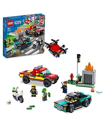 LEGO City Fire Rescue & Police Chase Building Kit 295 Pieces-60319