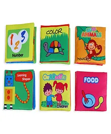 Baby Moo Numbers Animals Shapes Colours Food Characters Educational Cloth Book with Sound Paper Set of 6 - English