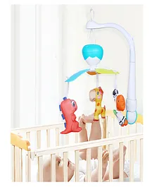 Baby Moo Soft Animals Premium Electric Musical Bed Cot Mobile With Hanging Rattles - Blue