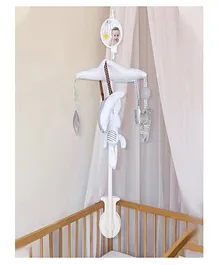 Baby Moo Rabbit Premium Musical Rotating Cot Mobile With Hanging Rattle Toys - White