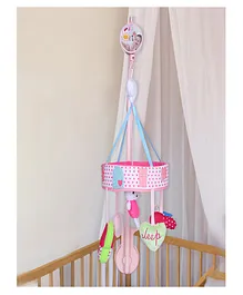 Baby Moo Rabbit Premium Musical Rotating Cot Mobile With Hanging Rattle Toys - Pink