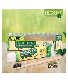 Bentodent Earthy Natural Cardamom Toothpaste With Bamboo Toothbrush - 100 gm 