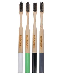 Bentodent Charcoal Bamboo Toothbrush Pack of 4 - Brown 
