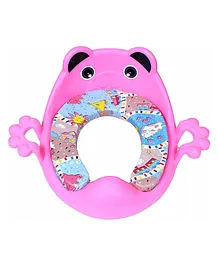 Maanit Toilet Trainer Soft Cushion Baby Potty Seat With Handle And Back Support Toilet Seat For Western Toilet Potty Seat - Pink