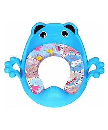 Maanit Toilet Trainer Soft Cushion Baby Potty Seat With Handle And Back Support Toilet Seat For Western Toilet Potty Seat - Blue