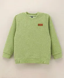 Little Kangaroos Full Sleeves Winter T-Shirt Solid Textured Design - Green