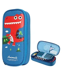 Sanishth Cute Cartoon Pencil Pouch With Zipper Waterproof & Durable Compartment Large Storage Pencil Bag for Girls Boys in School Light Blue - Dinosaur