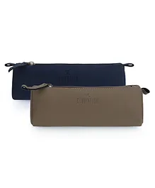 The Clownfish Jose Combo of 2 Multipurpose Faux Leather Travel Pouch Toiletry Bag - Light Brown Navy Blue
