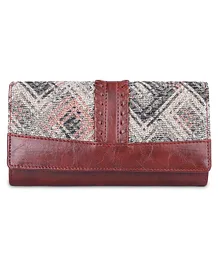 The Clownfish Serina Collection Tapestry Checks Fabric & Faux Leather Snap Flap Style Womens Wallet with Card Holders - White