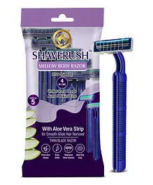 Mom & World ShaveRush Mellow Body Razor with Aloe Vera Strip for Smooth Hair Removal Pack of 5 - Purple