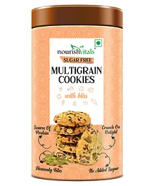 NourishVitals Sugar Free Multigrain Cookies Heavenly Bites Source of Protein Crunchy Delights - 120 gm