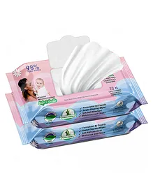 Mom & World Natural 98% Pure Water Baby Wipes Pack Of 2 - 72 Wipes Each