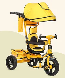 Dash 4in1 Punch Tricycle Rotational Trike with Canopy & Parent Handle with Unique Design - Yellow
