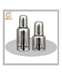 SafeChamp Missile Sterilizable 304 Grade Joint Less Steel Feeding Bottle P2 Silver - 150 ml & 300 ml