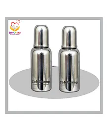 SafeChamp Missile Sterilizable 304 Grade Joint Less Steel Feeding Bottle P2 Silver - 250 ml & 300 ml