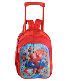 Happile Polyester Blue 3D Trolley Bag Backpack With Wheels For Boys & Girls Red- Height 18 Inches