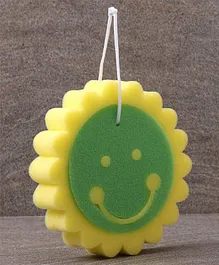 Round Shape Bath Sponge Smile Design - Yellow and Green