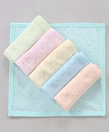 Pink Rabbit Wash Cloths Dots Print Pack of 6 - Multicolor