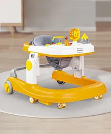 Babyhug Zest Musical Baby Walker With Adjustable Height  Toy Bar & Anti Fall Protection- Yellow & White