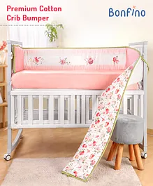 Bonfino Premium 100% Organic Cotton Crib Bumper Cupcake Print - Pink & White