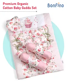 Bonfino Premium Organic Cotton Gadda Set Cupcake Print -Pink