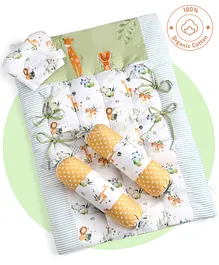 Bonfino Premium Organic Cotton Gadda Set African Safari Print - Green