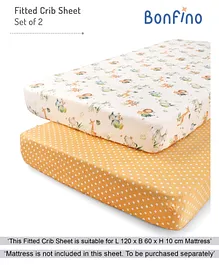 Bonfino Premium Organic Cotton Fitted Crib Sheet Set of 2 African Safari Print - Yellow