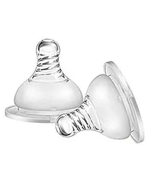 DOMENICO Natural Wide Neck Nipple for All Kinds of Wide Mouth Feeding Bottles Pack of 2 - White