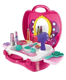 DOMENICO Carry Along Fashion Beauty Set Toy with Briefcase and Accessories 21 Pieces - Pink