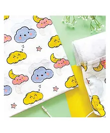 A Toddler Thing Organic Dream Land Printed Cotton Cradle Cloth with Mosquito Net - White