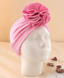 KIDLINGSS Flower Applique Detailed Textured Turban Style Cap - Light Pink