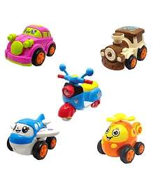 SVE Unbreakable Friction Powered Toy Set of Car, Train, Plane, Helicopter & Scooter For Kids Pack of 5  Multicolor