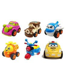 SVE Unbreakable Friction Powered Toy Set of Car, Train, Plane, Helicopter, Scooter & Robot Car For Kids Pack of 6  Multicolor
