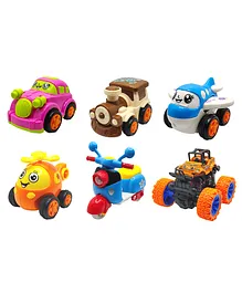 SVE Unbreakable Friction Powered Toy Set of Car Train Plane Helicopter Scooter & Monster Car For Kids Pack of 6  Multicolor