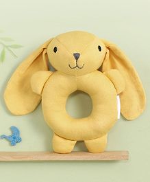 Bonfino Premium Bear Soft Rattle for Babies | Non Toxic Rattle for Baby Girl/Boy| Soft Animal Rattle for New Born Baby| Development Toy for Infants 0 to 24 Months | Rattle for Hand Grips -Yellow